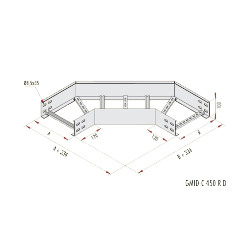 Gersan | 90° Dönüş Elemanı 450 Radüs (h=100 mm)