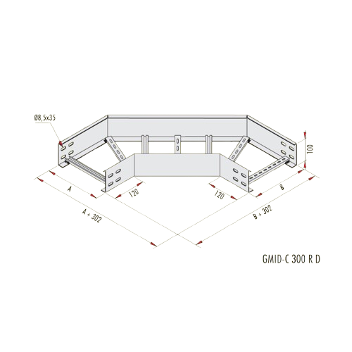 Gersan | 90° Dönüş Elemanı 300 Radüs (h=100 mm)